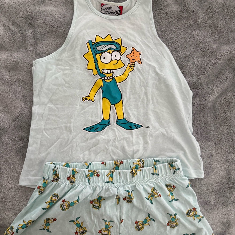 Cartoon Character Tank Top and Shorts Set